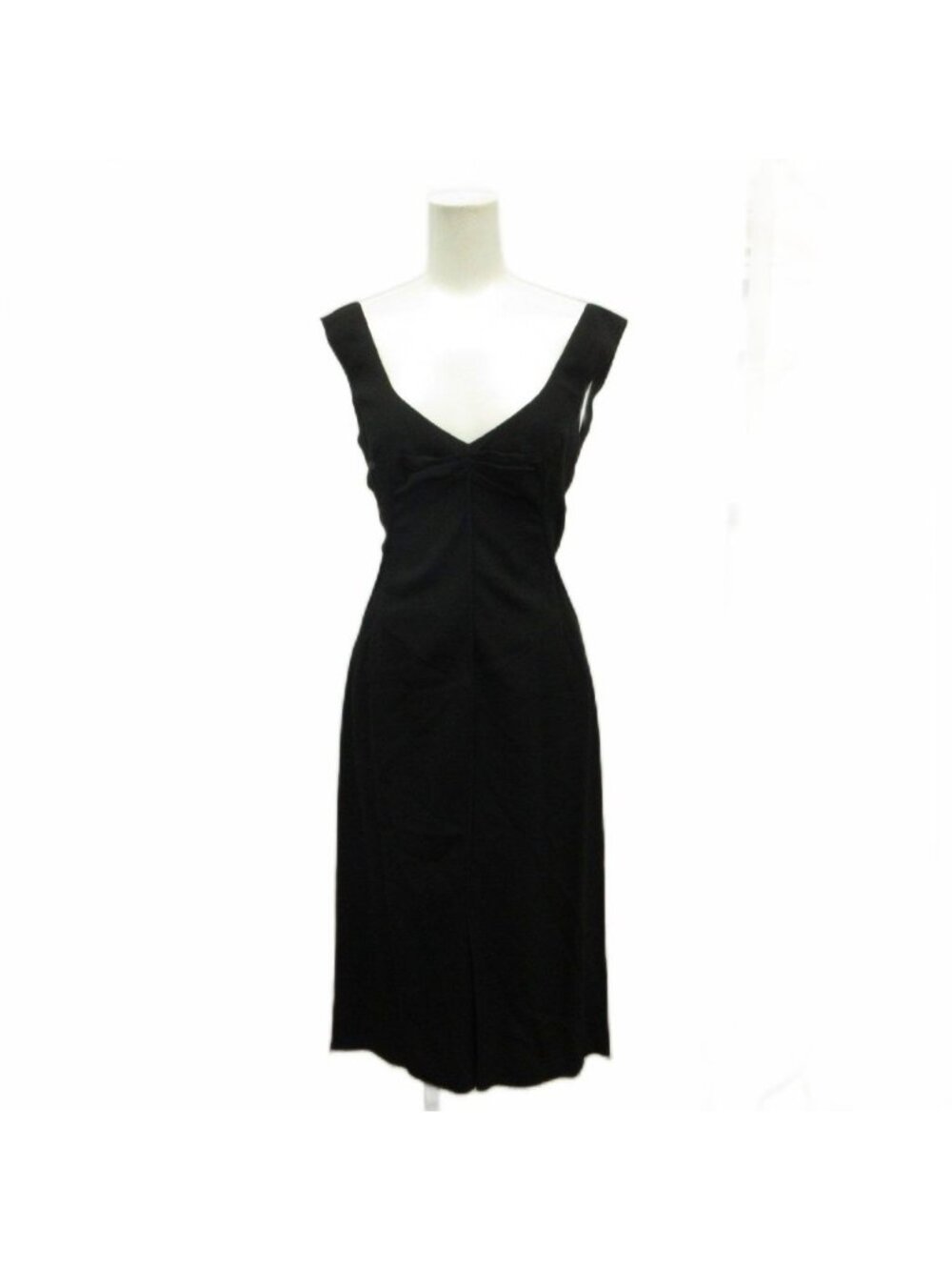 Prada Dress Sleeveless V-neck Back Pleats Black